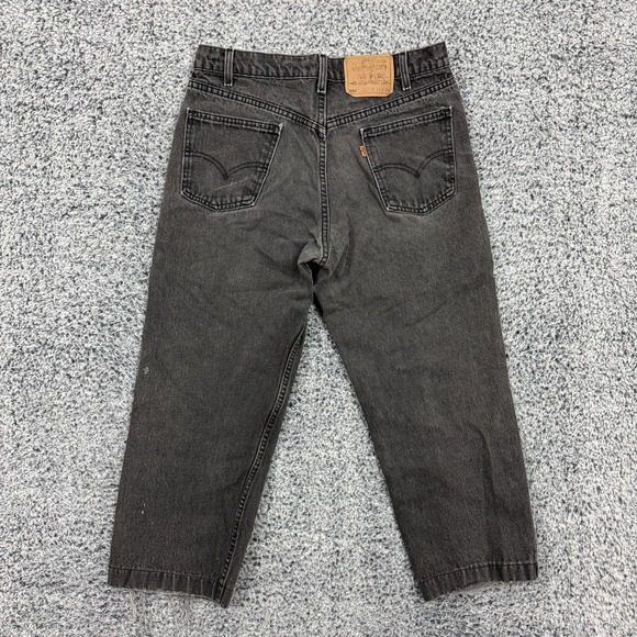 Vintage Levis Jeans Mens 32x25 Black Denim Orange Tab 550 Relaxed USA 90s Grunge - Picture 2 of 16